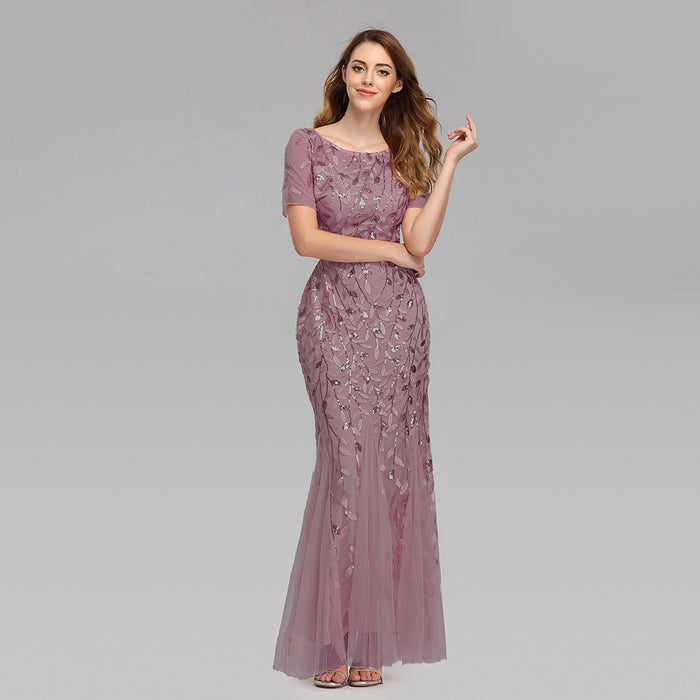 Sequined evening dress fishtail dress