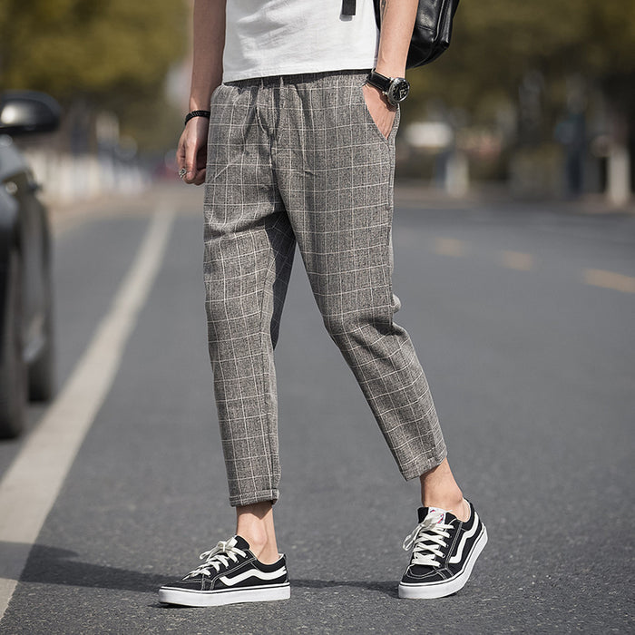 Plaid casual pants Korean style loose pants