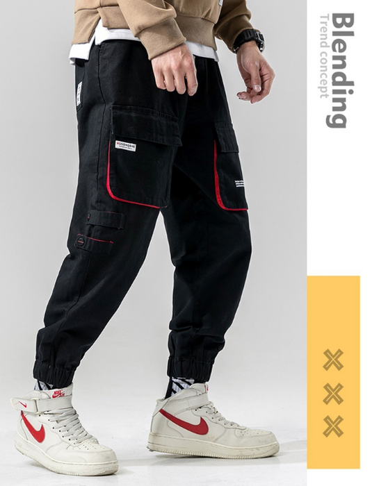 Elastic Waist Punk Pants Cargo Jogger Pants