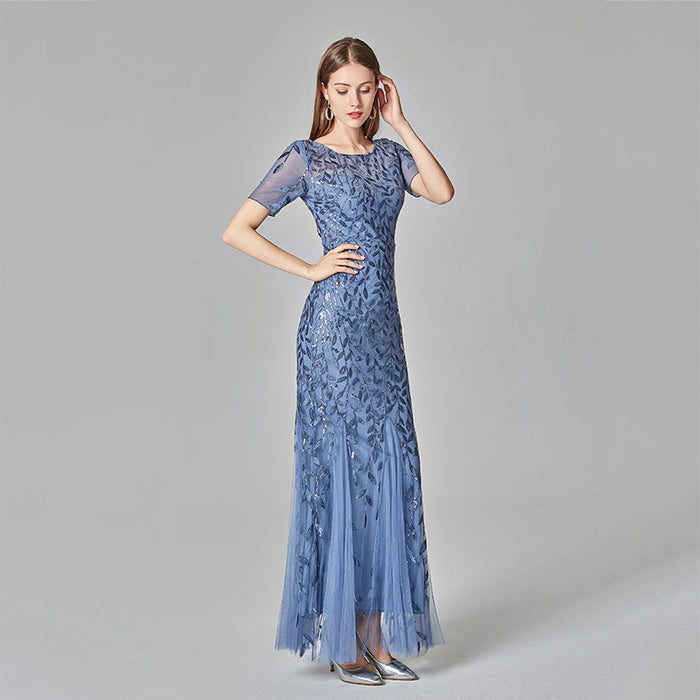 Sequined evening dress fishtail dress