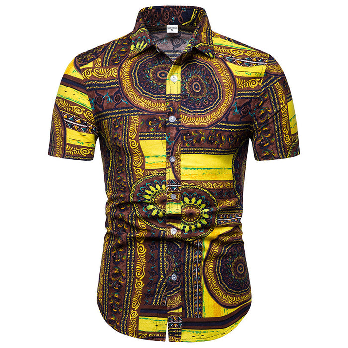 Men's shirt printed casual Beach Short Sleeve Shirt for men