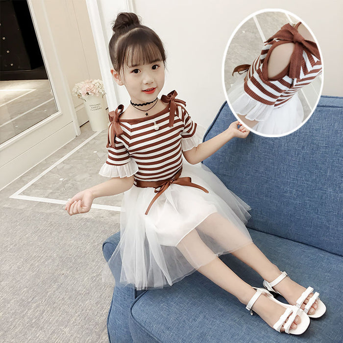 Girls summer dresses fashion strapless mesh skirt