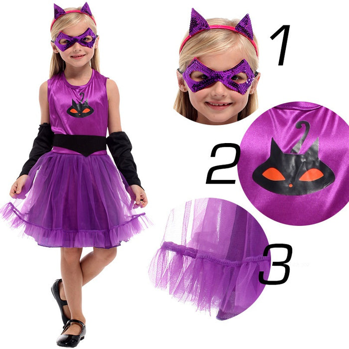 Halloween Masquerade Costume Role Performance Purple Cute Kitten Female