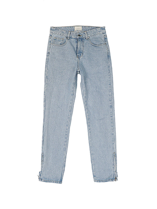 Retro Nostalgic Blue Zipper Button Straight-leg Jeans