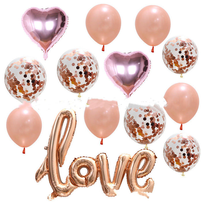 Large One-piece Love Confession Aluminum Sequined Balloon Combo Set