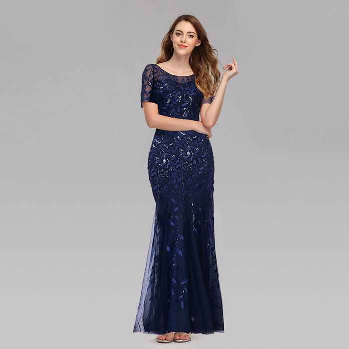 Sequined evening dress fishtail dress