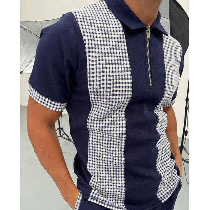 POLO Poloshirt Zipper Check Herren-T-Shirt