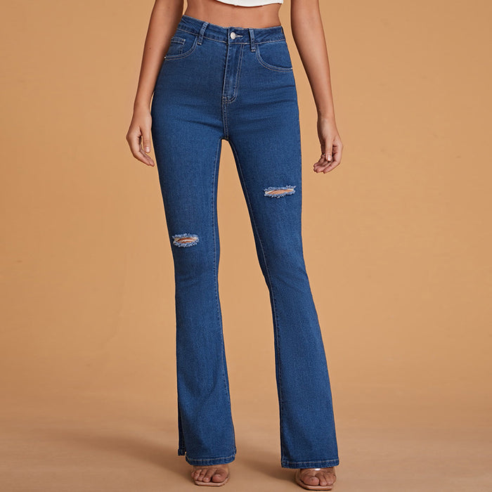 Women's High Waist Jeans Slim Micro Horn