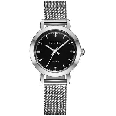 GIMTO Brand Women Quartz Silver Watch Metal Bracelet Wrist Watches Analog Ladies Dress Hand Clock Montre Femme