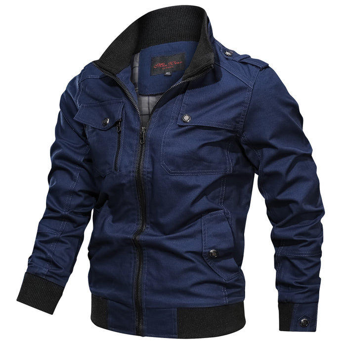 Solid color jacket stand collar jacket men