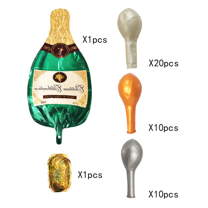 Champagne Bottle Aluminum Foil Balloon Set Birthday Party