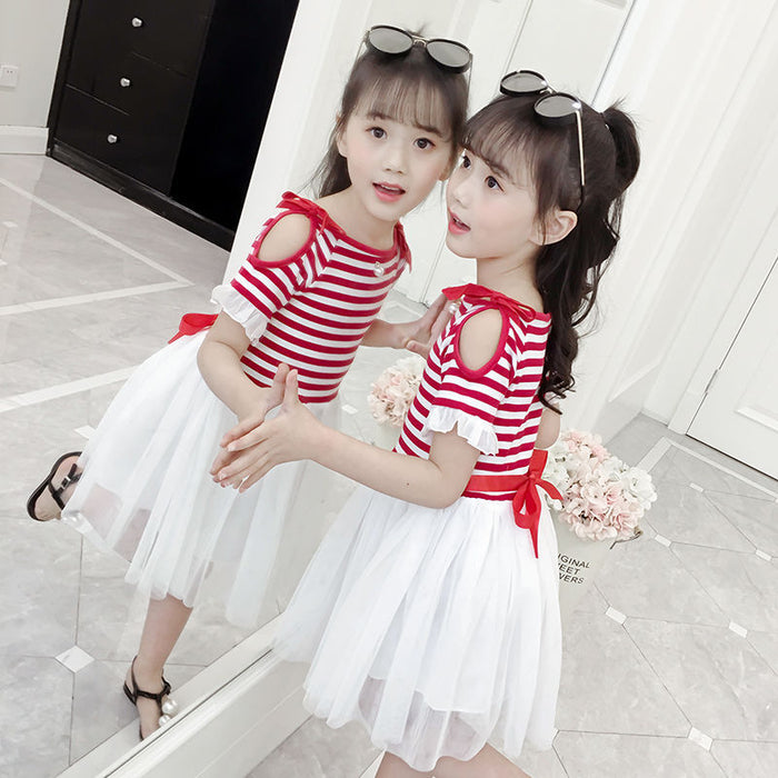 Girls summer dresses fashion strapless mesh skirt