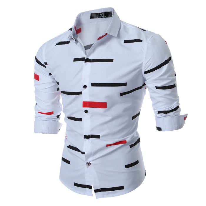 Spring Men's Geometric Printed Shirt Trendy Men Shirt Coat