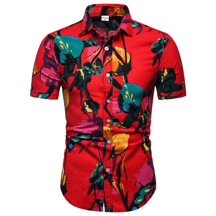 Men's shirt printed casual Beach Short Sleeve Shirt for men