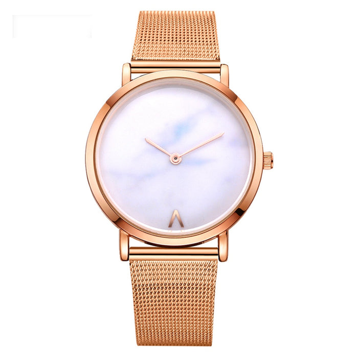 Vansvar Modemarke Silber und Gold Mesh Band kreative Marmor Armbanduhr lässig Frauen Quarzuhren Geschenk relogio feminino