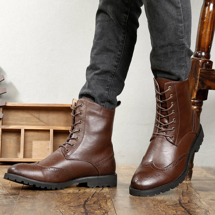 Korean casual tooling boots leather boots men