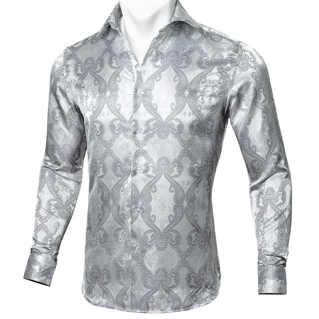 Männer Herbst Langarm Casual Blumen Shirts Für Männer Designer Fit Kleid Hemd BCY-05