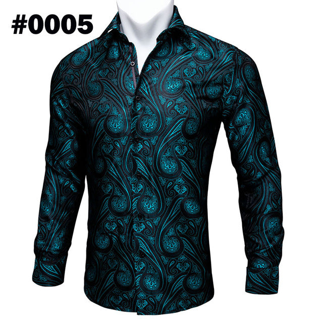 Männer Herbst Langarm Casual Blumen Shirts Für Männer Designer Fit Kleid Hemd BCY-05