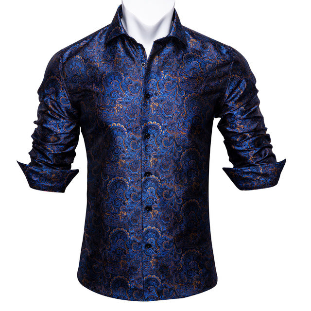 Männer Herbst Langarm Casual Blumen Shirts Für Männer Designer Fit Kleid Hemd BCY-05