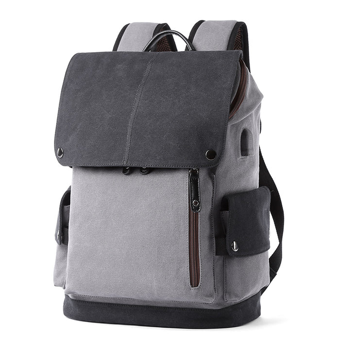 Canvas Men's Backpack Large Capacity Student School Bag