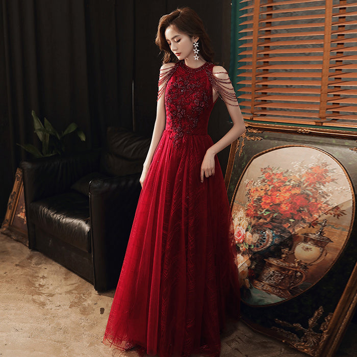 Women's Fringe Temperament Engagement Annual Party Evening Dress