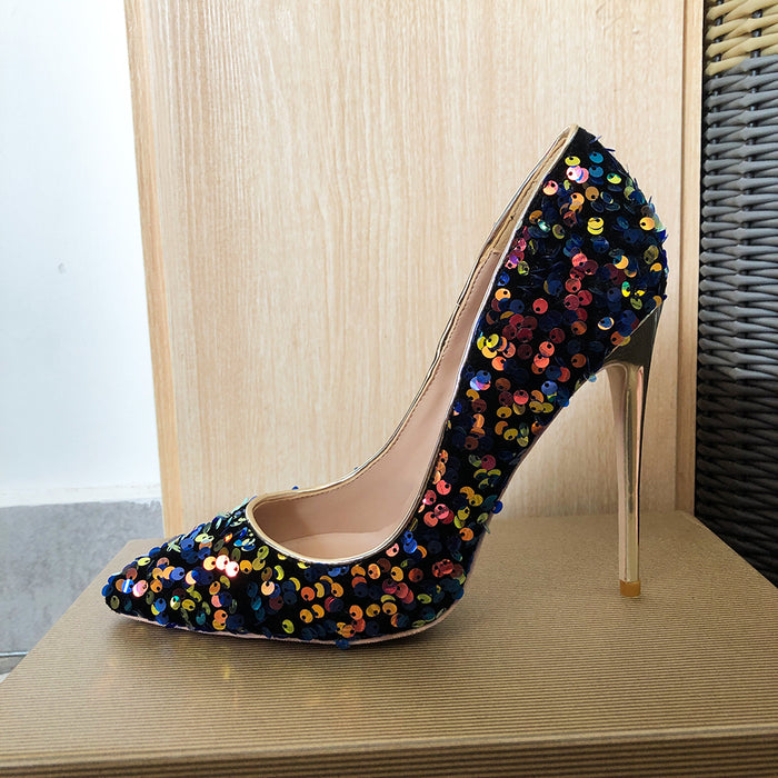 Colorful Beads Celebrities Pointed Stiletto Pumps High Heels