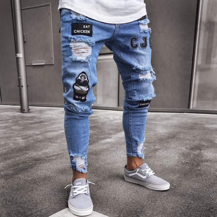 Foreign Trade New Style Jeans Men's Slim Straight Leg