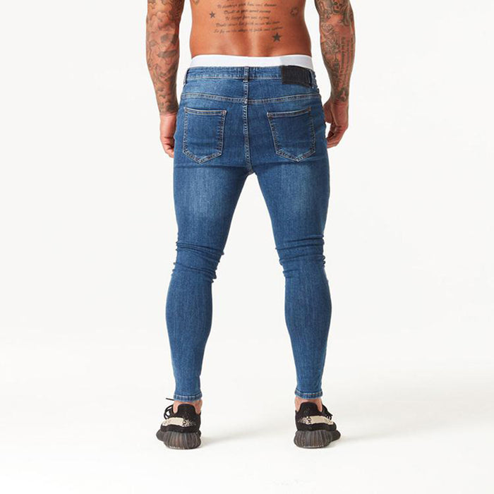 Over the Knee Men Super Skinny Hip Hop Slim Jeans