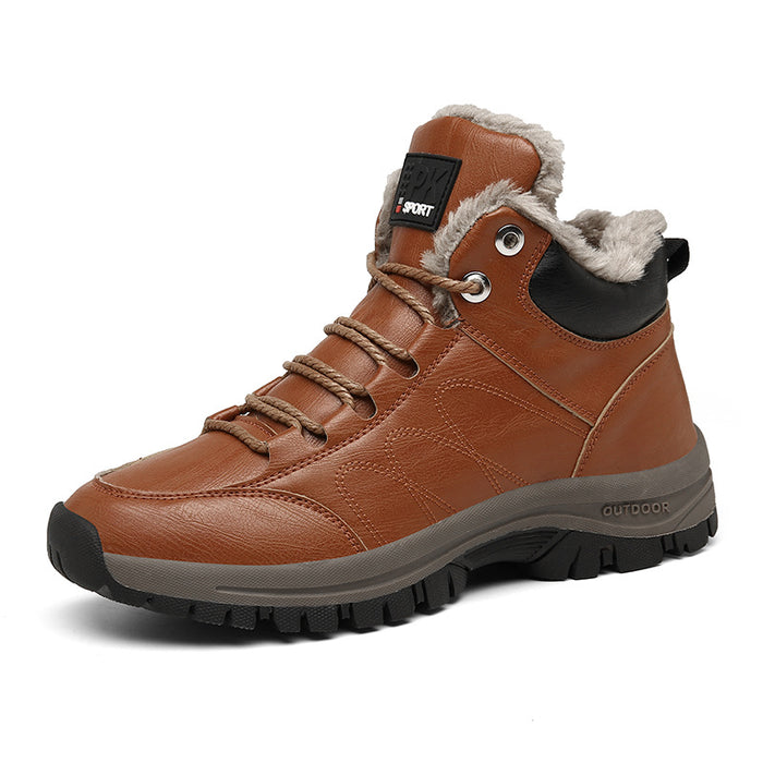 Winter Boots For Men Warm Leather Shoes With Plush