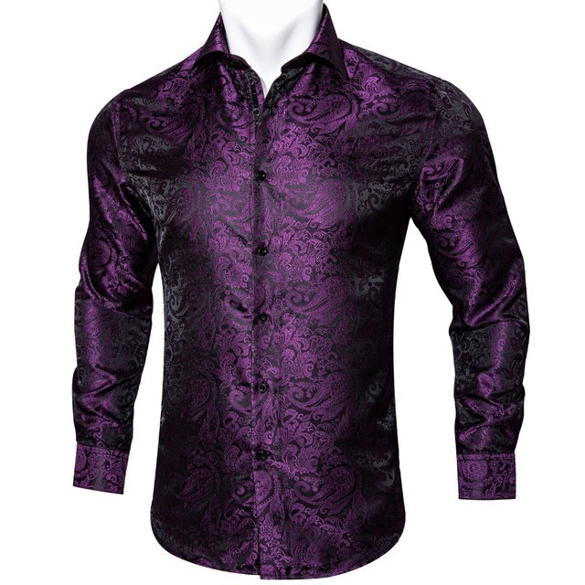 Männer Herbst Langarm Casual Blumen Shirts Für Männer Designer Fit Kleid Hemd BCY-05