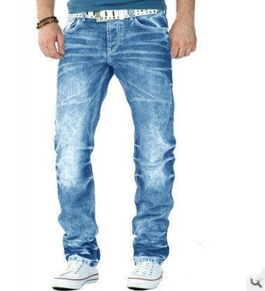 Jeans Casual Open-line Hip-hop Trousers Straight-leg Men's Trousers