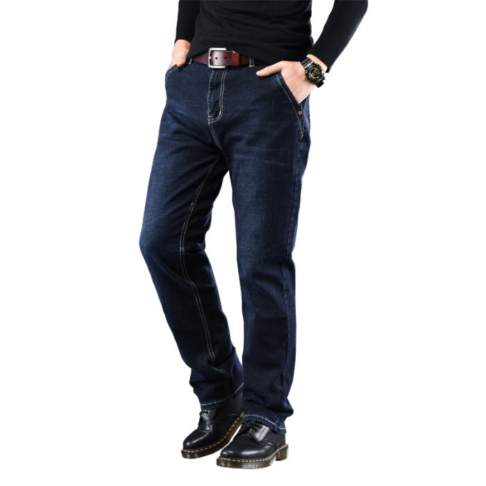 Men's jeans add fertilizer to increase loose straight stretch