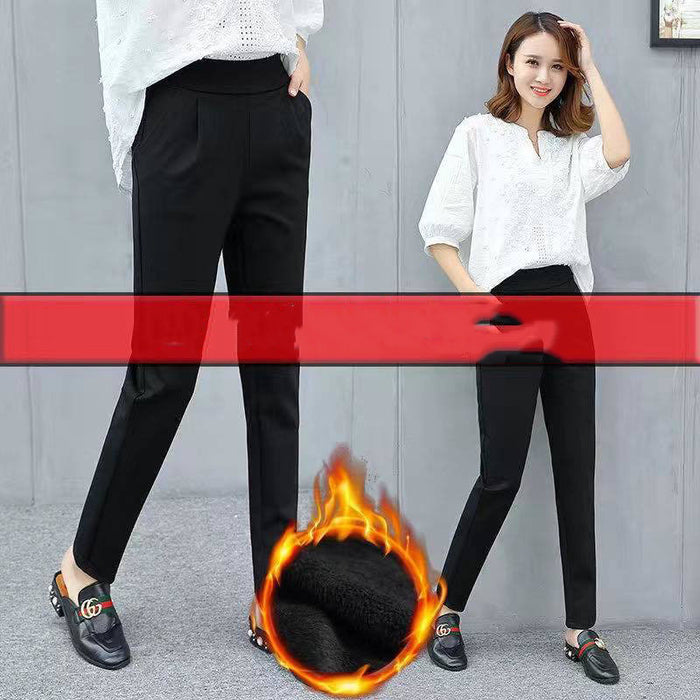 Women's Fleece-lined  Autumn And Winter New Loose Fat Baggy Pants Cropped Pants Harem Pants Sports Pants