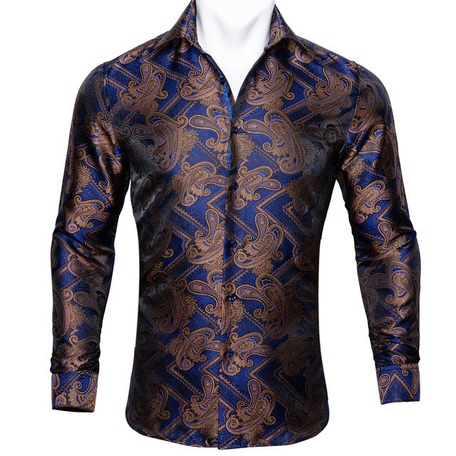 Männer Herbst Langarm Casual Blumen Shirts Für Männer Designer Fit Kleid Hemd BCY-05