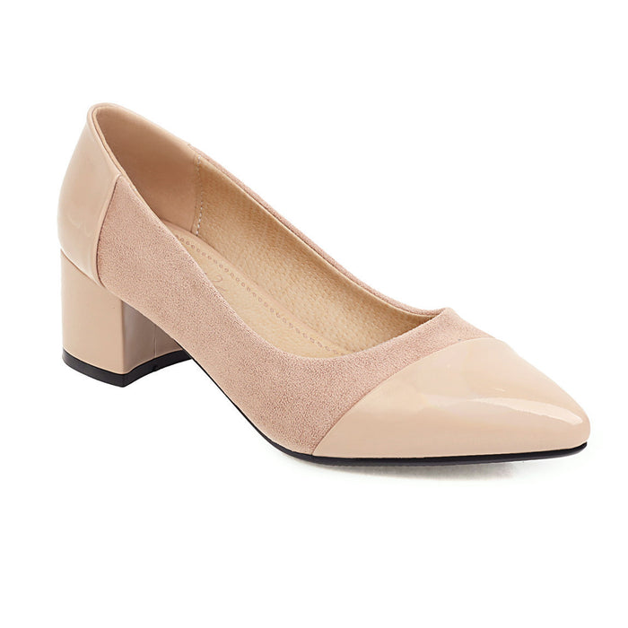 Block heel mid-heel pointed pumps