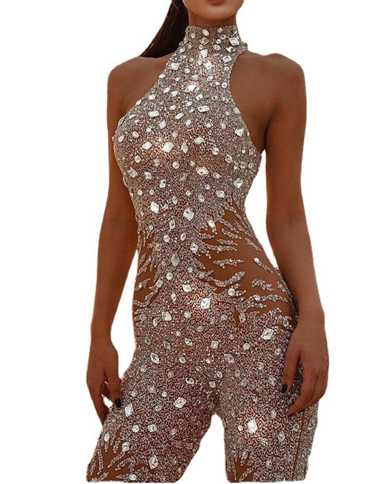 Women's Gold-sprinkled Sleeveless Jumpsuit