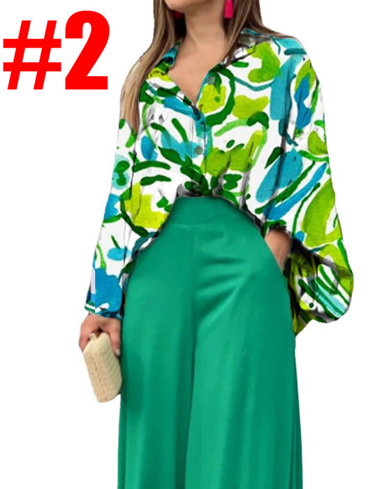 Women's Printed Casual Suit Loose Plus Size