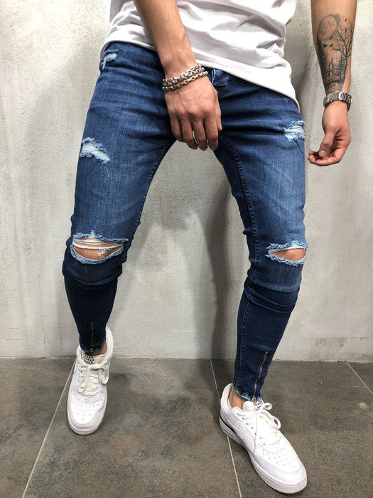 Jeans men's autumn and winter thick men's straight men's casual trousers