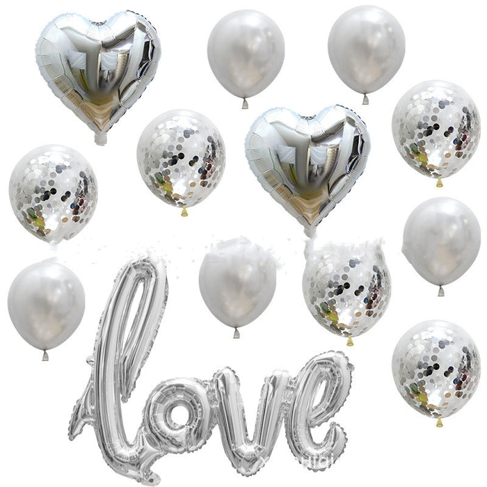 Large One-piece Love Confession Aluminum Sequined Balloon Combo Set