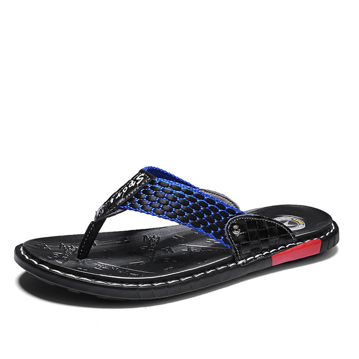 Leder rutschfeste Hausschuhe Herren Outdoor Flip Flops Sandalen