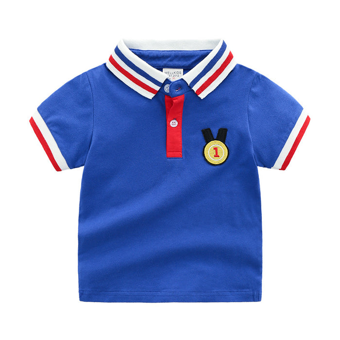 Children's Fashion Lapel Polo Shirt Short Sleeves