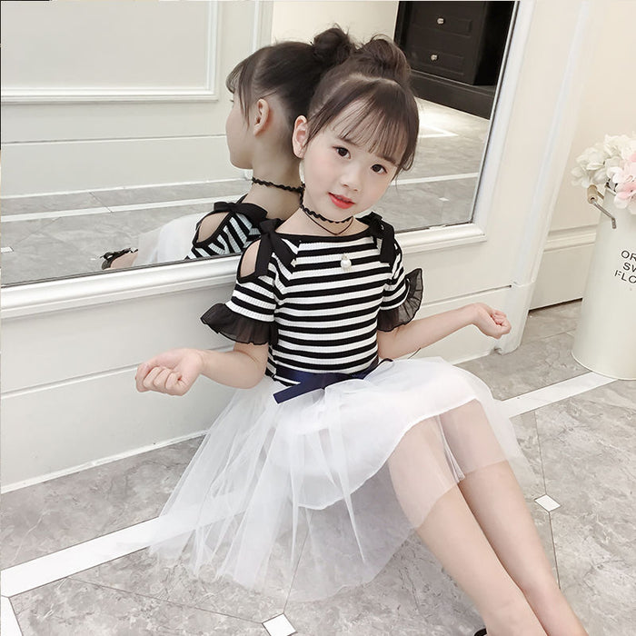 Girls summer dresses fashion strapless mesh skirt