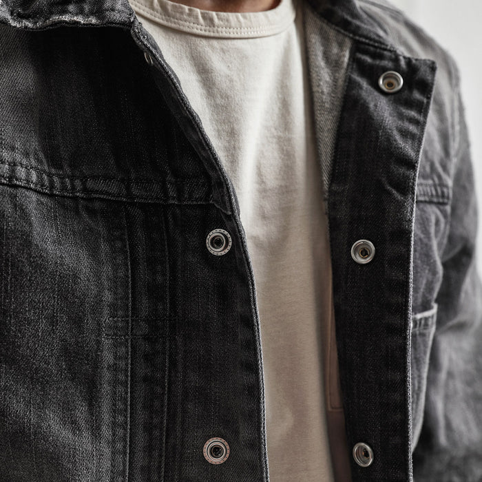 Frayed And Scratched Slim-fit Denim Jacket Jacket Men