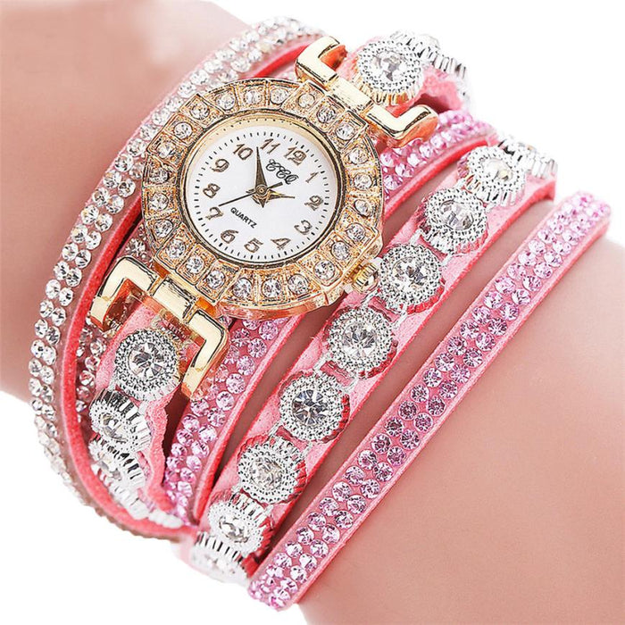 Relogio masculino Frauen Quarz Frauen PU Leder Strass Uhr Armband Uhren