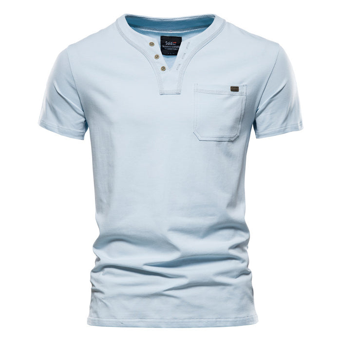 Sports T-shirt Slim Cotton Pocket Men