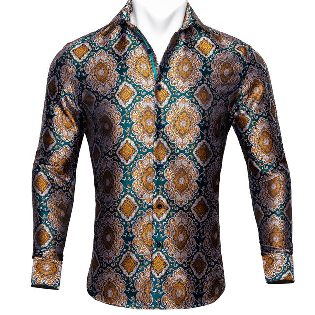 Männer Herbst Langarm Casual Blumen Shirts Für Männer Designer Fit Kleid Hemd BCY-05