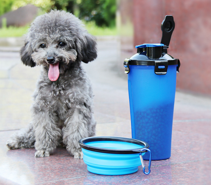 Pet Water Bottle Dispenser Travel Portable Dog Cat Drinking Silicone Bowl