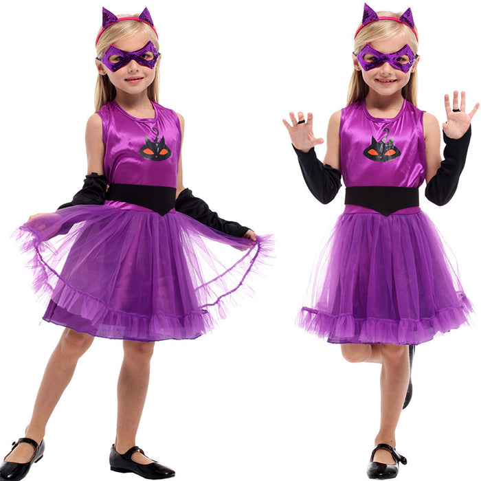 Halloween Masquerade Costume Role Performance Purple Cute Kitten Female