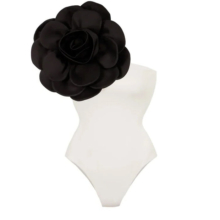 New One-piece Swimsuit 3D Three-dimensional Large Flower Decoration