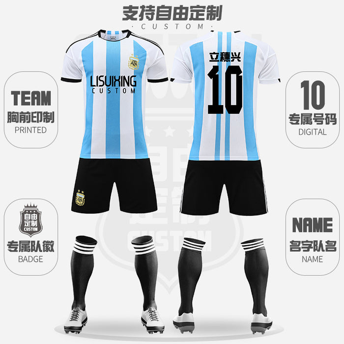 Summer Yellow Kindergarten Chinese Team Men&#039;s Outdoor Training Sports Jersey No. 10 Children&#039;s Football Suit Set Female